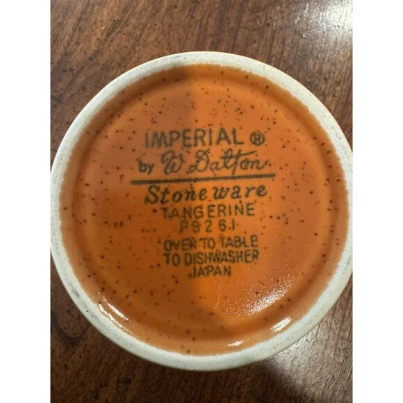 Vintage Set of 6 Imperial Japanese Stoneware Mugs Imperial MCM Orange Glaze - Picture 4 of 7